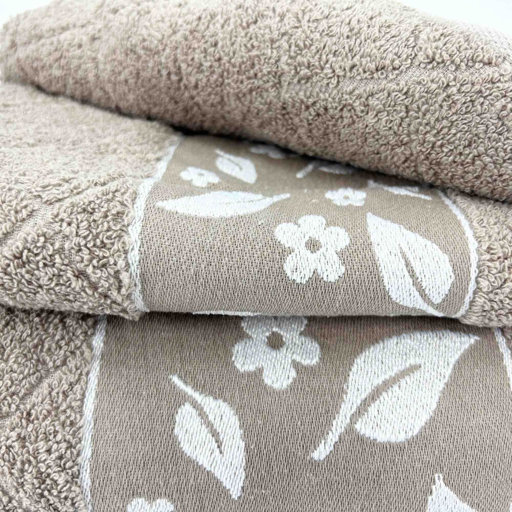 Juego Toalla Andes 3 Piezas Hojas Beige image number 1.0