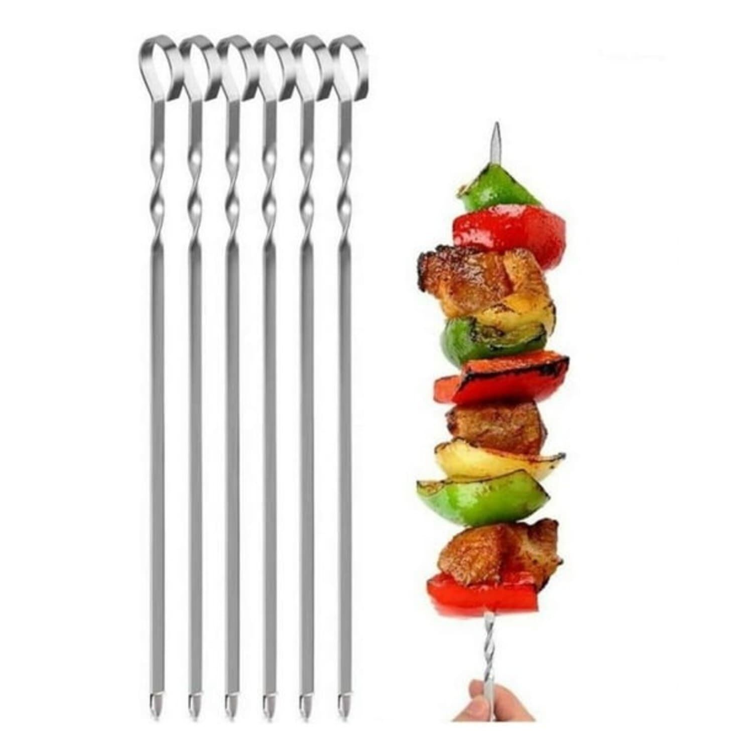 Set De 6 Pinchos Brochetas Anticucho Metal De 45 Cm image number 2.0