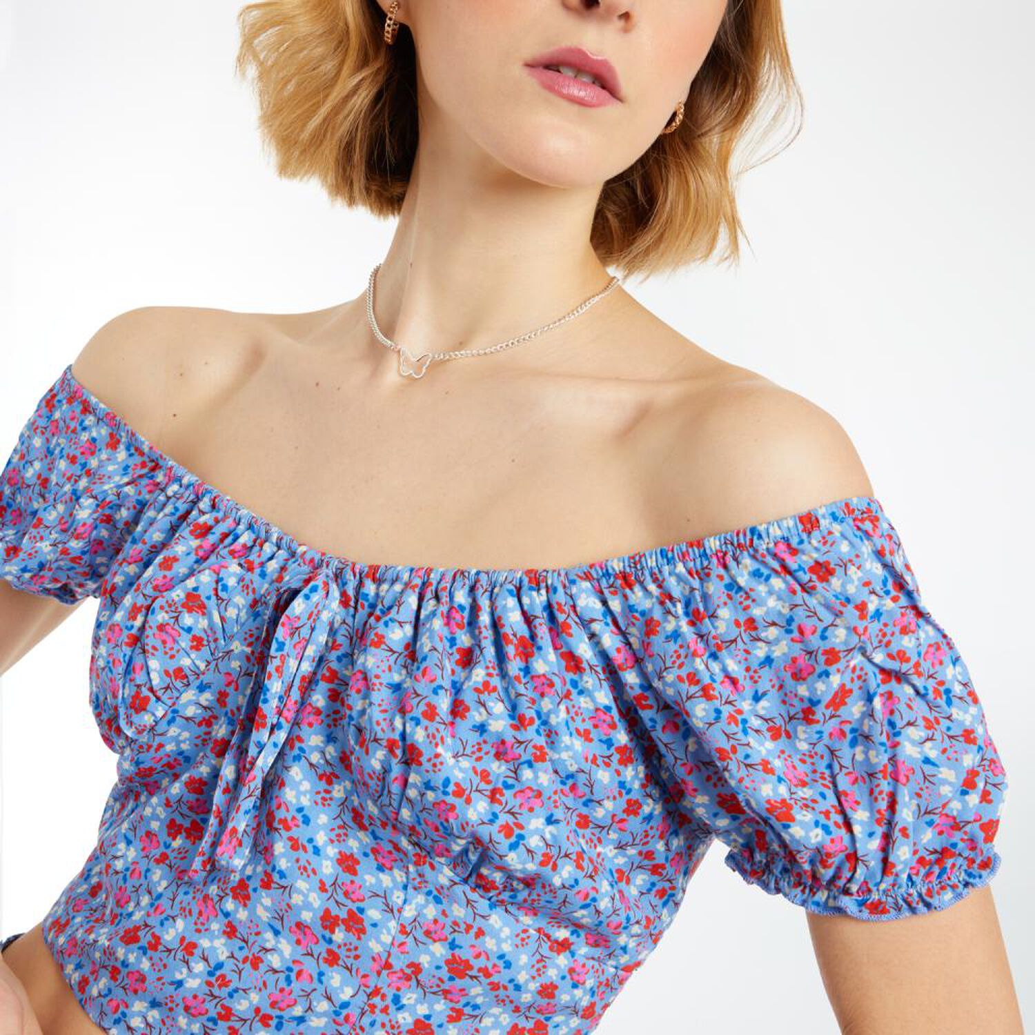Blusa Cors&eacute; Manga Corta Cuello Cuadrado Mujer Freedom image number 4.0
