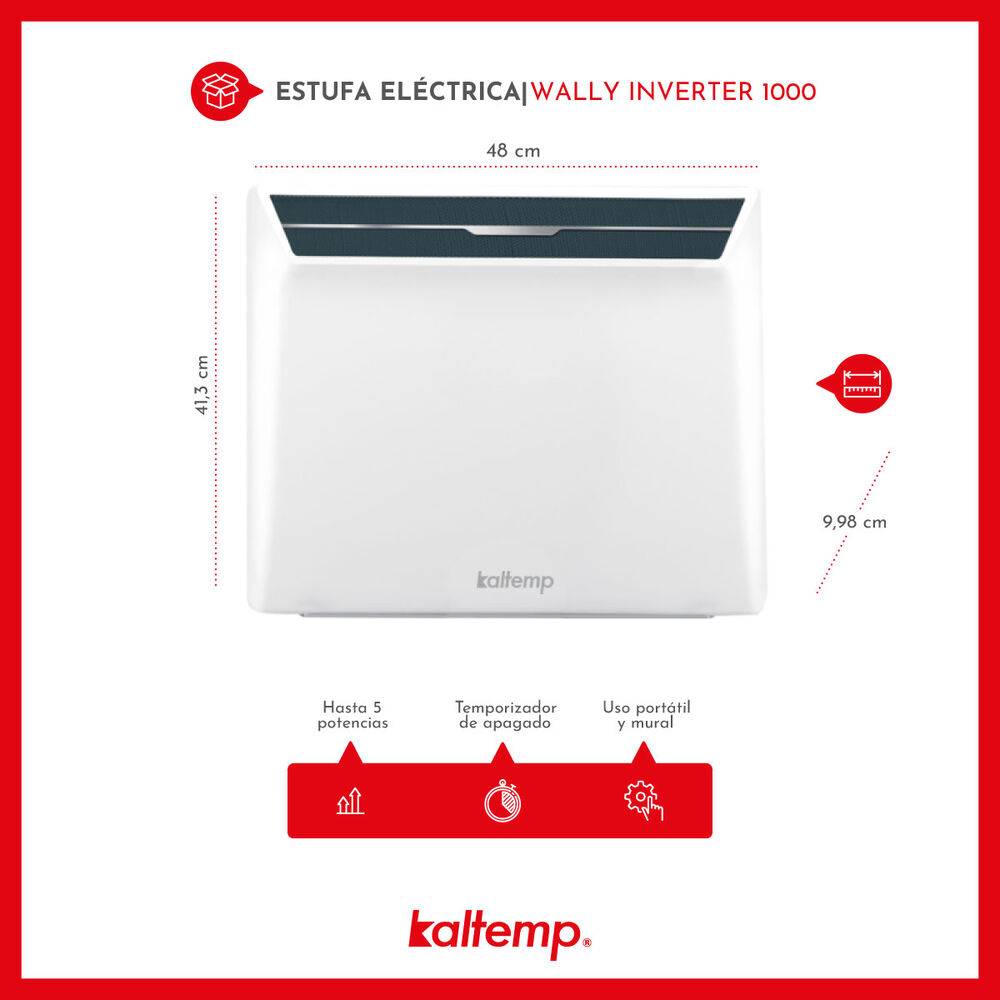 Estufa Electrica Calefactor Kaltemp Wally Inverter 1000w Wifi image number 1.0