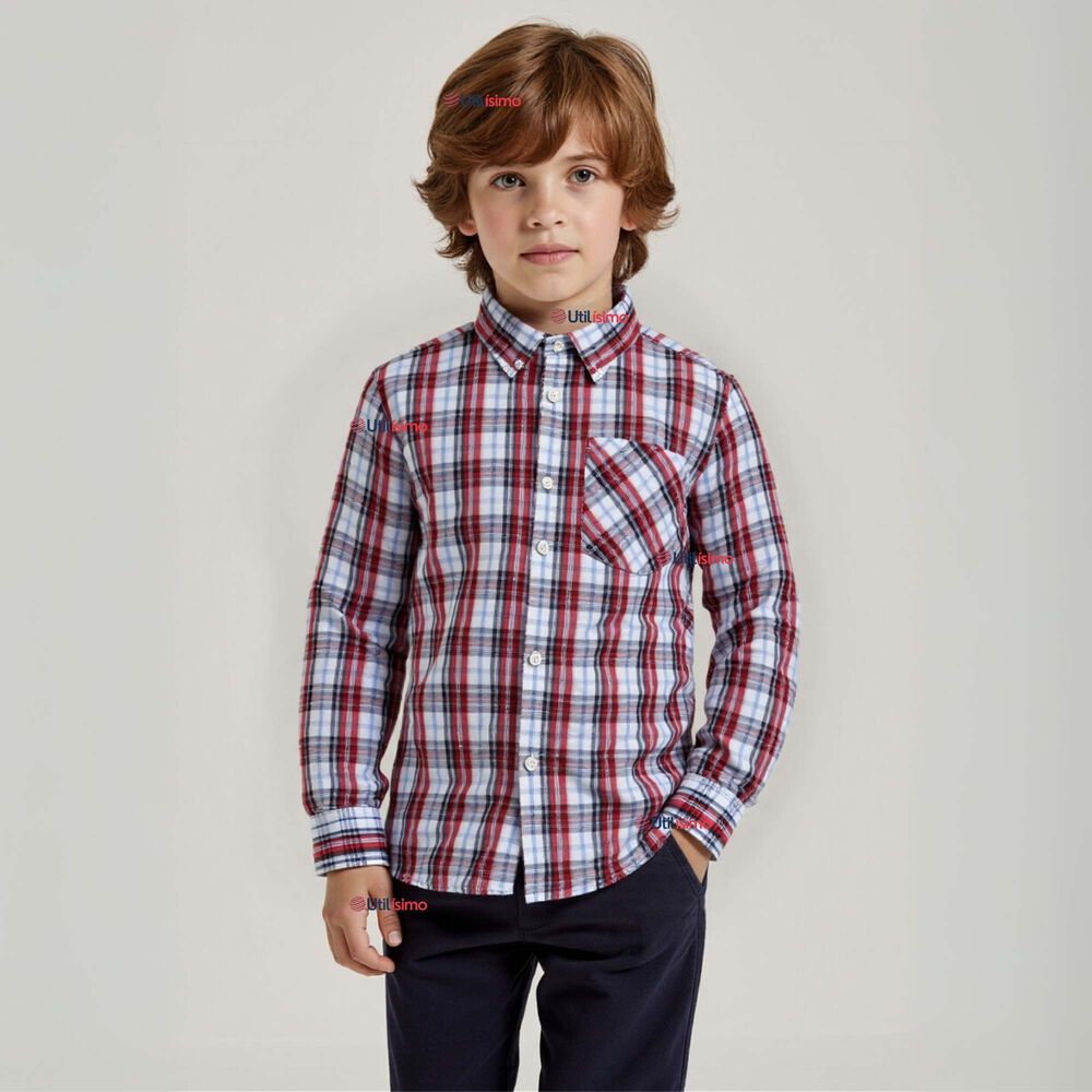 Camisa Huaso Cuadrill&eacute; Cuadro Manga Larga 100% Algod&oacute;n Azul Blanco Casual image number 0.0