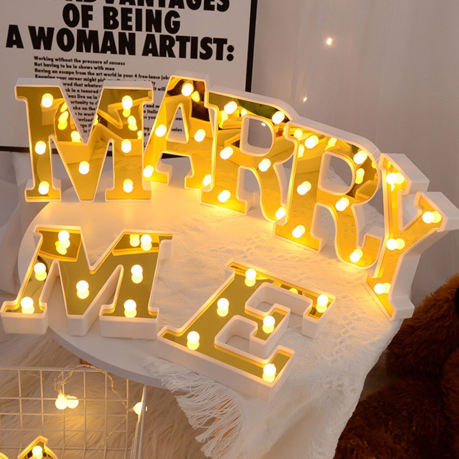 Letra Led 16 Cm Doradas Espejos Gold Candy Bar Matrimonios image number 2.0