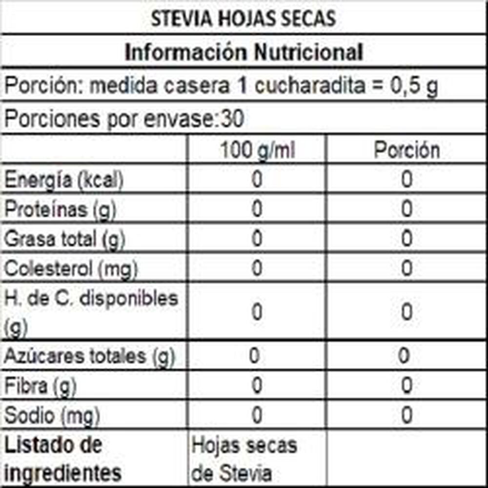 Stevia En Hojas Secas -15 G. image number 1.0