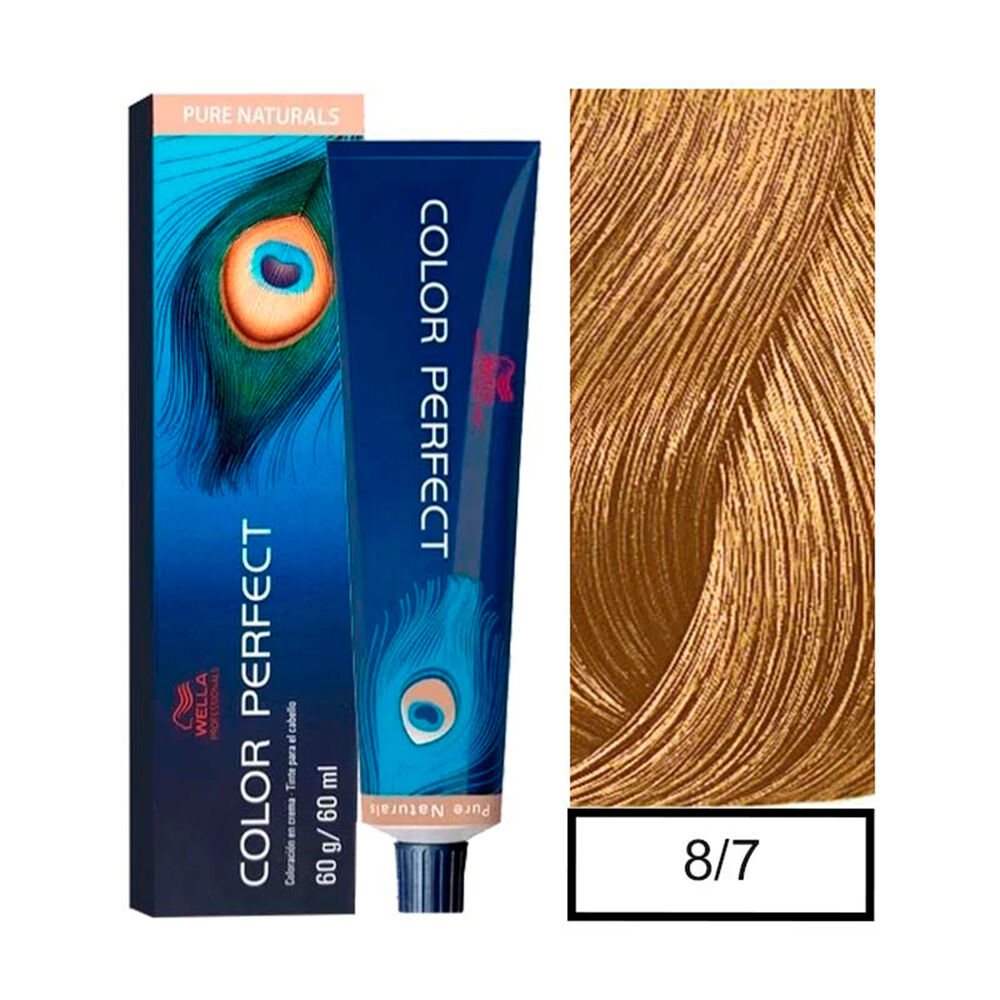 Wella - Tintura Permanente Color Perfect 8/7 Rubio Claro Marrón 60gr + Oxidante 20vol 60ml image number 0.0