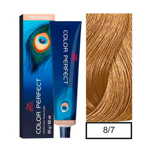 Wella - Tintura Permanente Color Perfect 8/7 Rubio Claro Marr&oacute;n 60gr + Oxidante 20vol 60ml