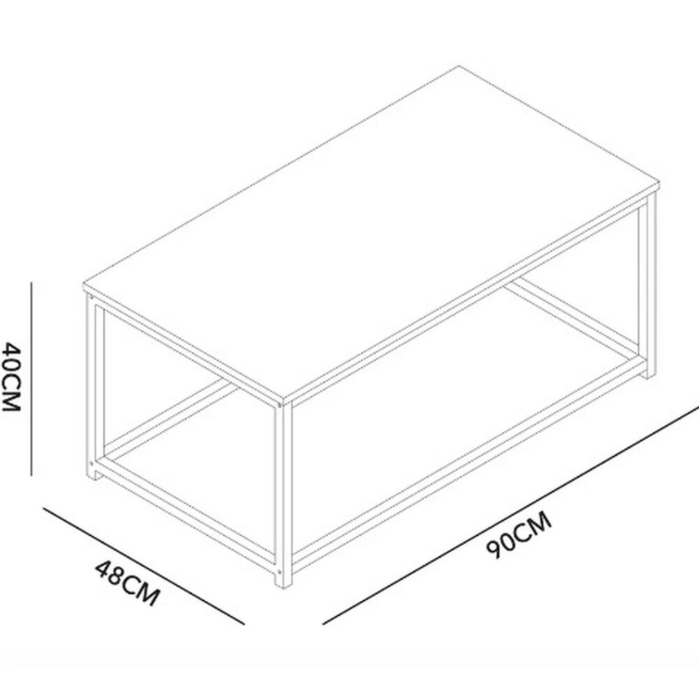 Mesa De Centro Sky Rectangular 90cm Elgante Mdf Natural Base Metalica image number 1.0