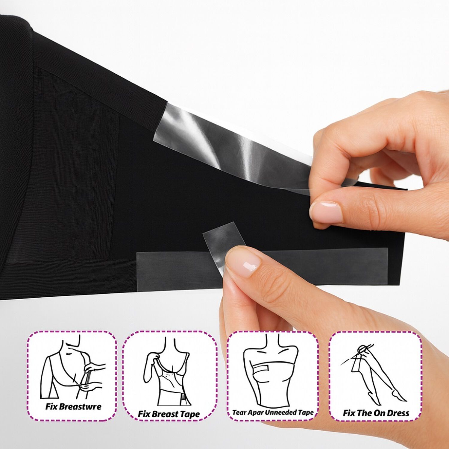 Cinta Adhesiva Corporal De Doble Cara Reversa Adecuada Para Tirantes, Ropa, Vestidos. image number 3.0
