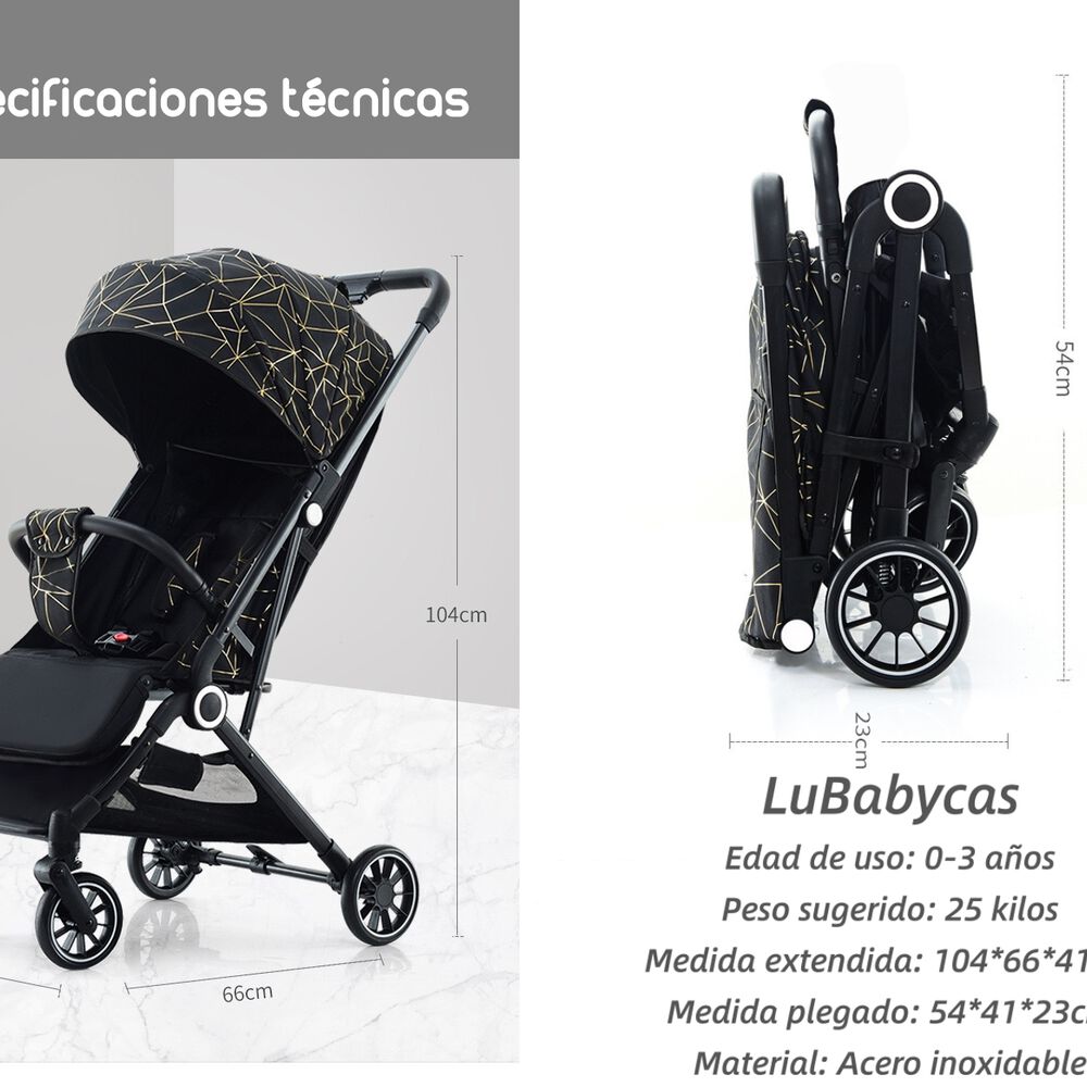 Coche De Paseo Últra Compacto Lubabycas Go Travel Negro image number 1.0