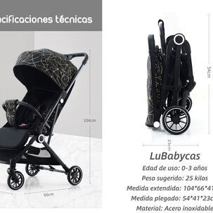 Coche De Paseo Últra Compacto Lubabycas Go Travel Negro