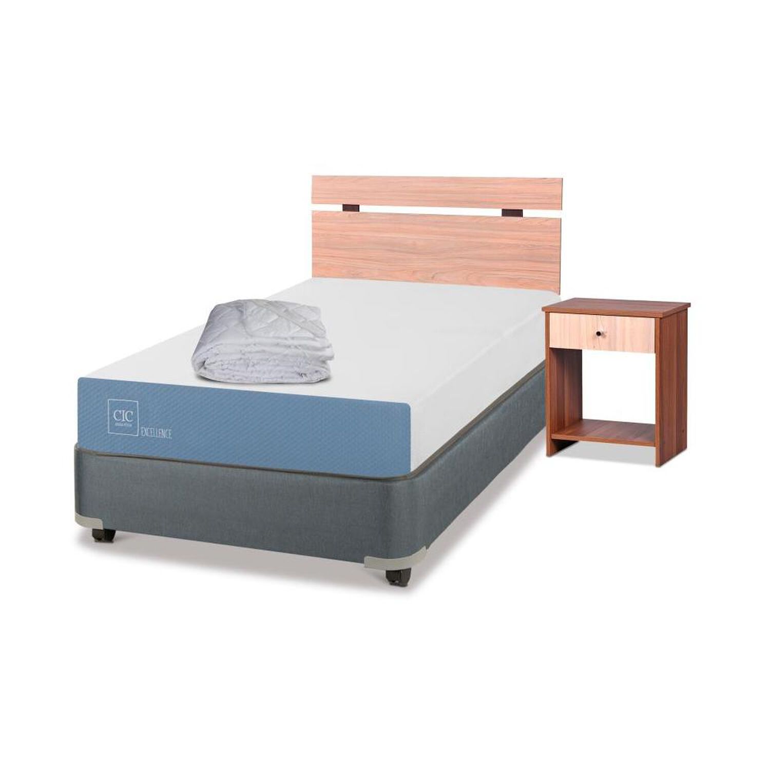 Cama Americana Cic Excellence / 1.5 Plazas / Base Normal + Set De Maderas + Plum&oacute;n image number 1.0
