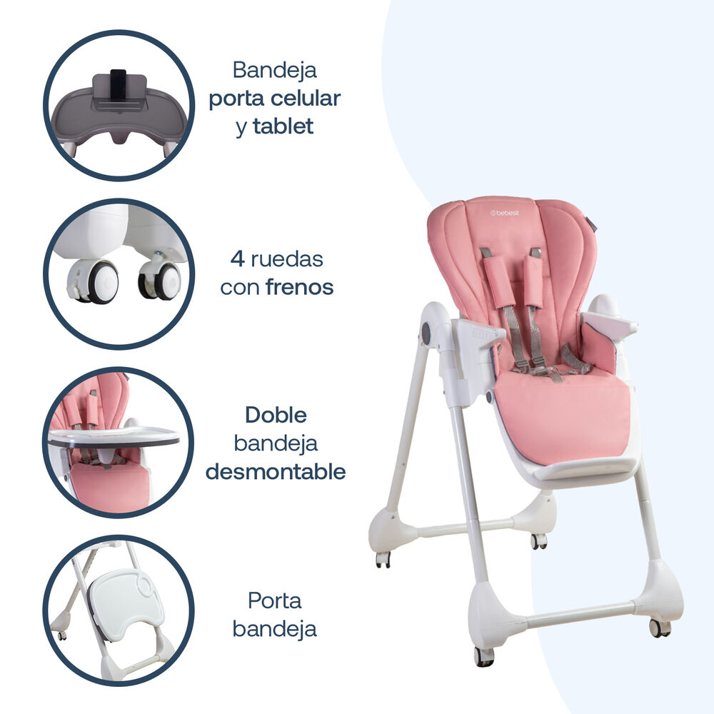 Silla De Comer Easyfeed Rosado Bebesit image number 3.0