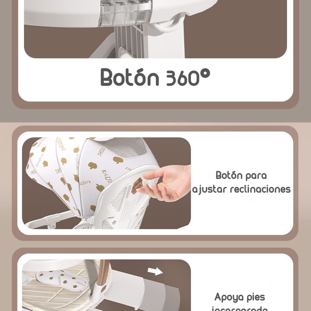 Coche De Paseo 360° Con Mesita Lubabycas Negro image number 2.0