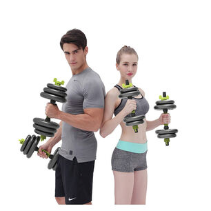 Juego De Mancuernas De 40 Kg Con Barra Union Light Green