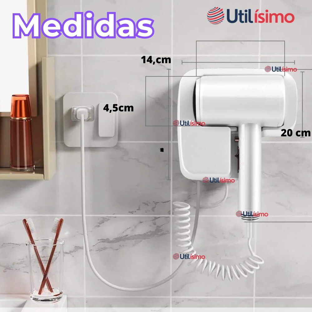 Secador De Pelo De Pared 1300w Alta Potencia Para Hoteles Hogar Piscinas Color Blanco image number 3.0
