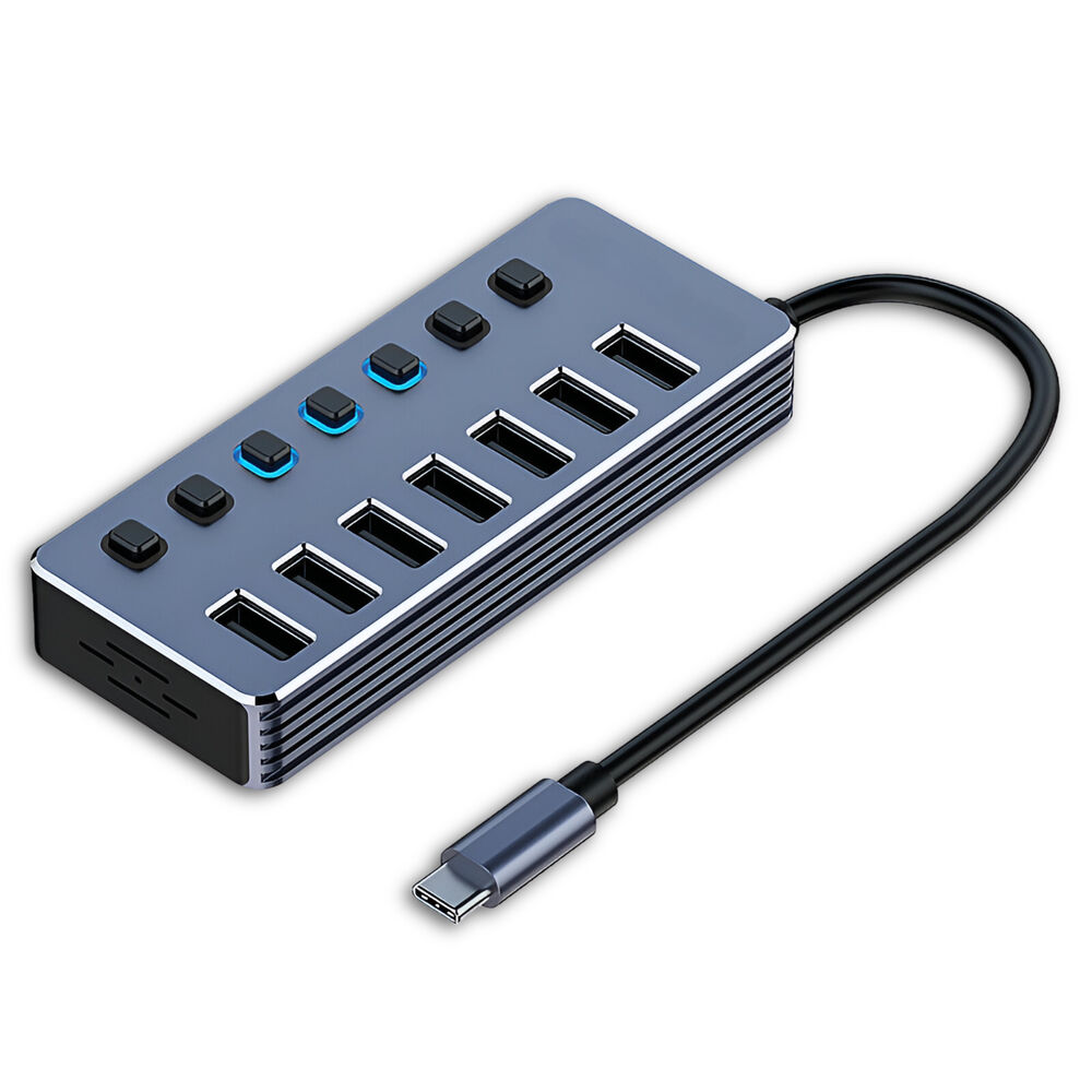 Hub Usb De 7 Puertos 3.0 High Speed + Adaptador Usb-c 5 Gbps image number 4.0