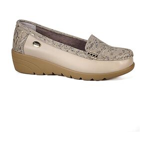 Mocas&iacute;n Cuero Eliette Beige Snake