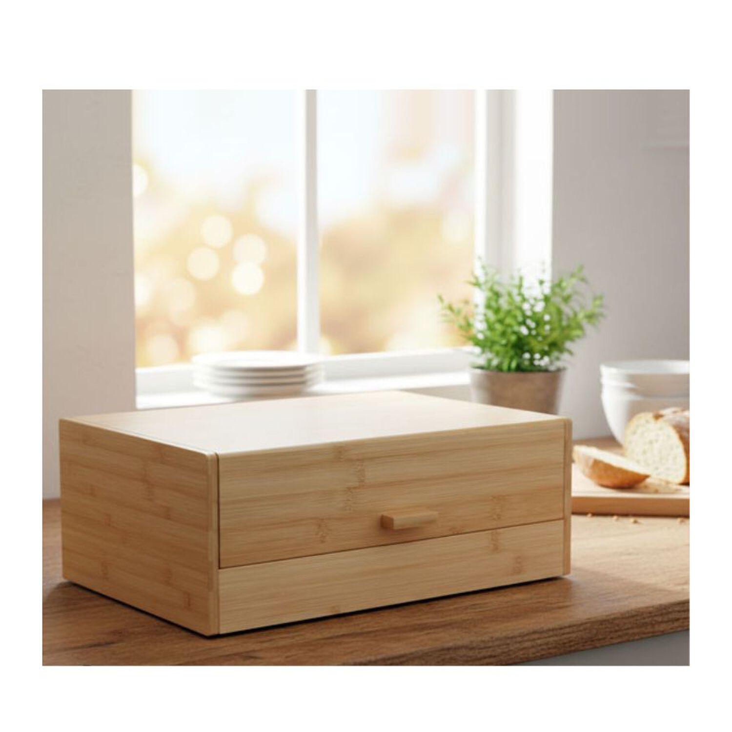 Panera De Bamb&uacute; Con Tapa Caja Organizadora De Pan 40x23cm image number 2.0