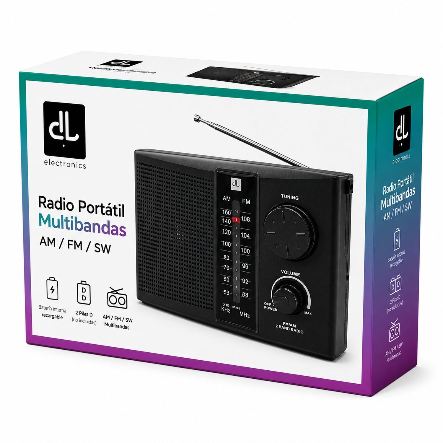 Radio Portat&iacute;l Recargable Y A Pilas Multibandas Am/fm / Sw image number 7.0
