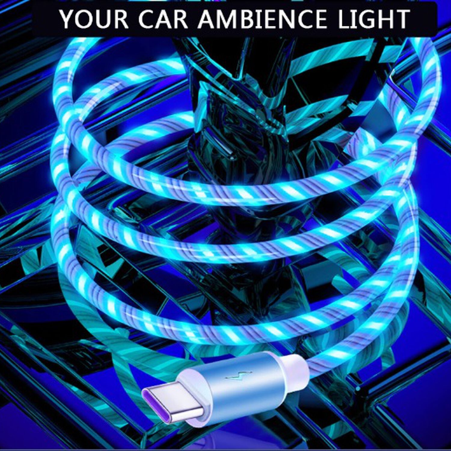 Cable De Carga Para Celular 3 En 1 Tipo C Brillante Luz Led Compatible Para Iphone Magnetico Compatible Ligthing Micro Usb Carga R&aacute;pida image number 6.0