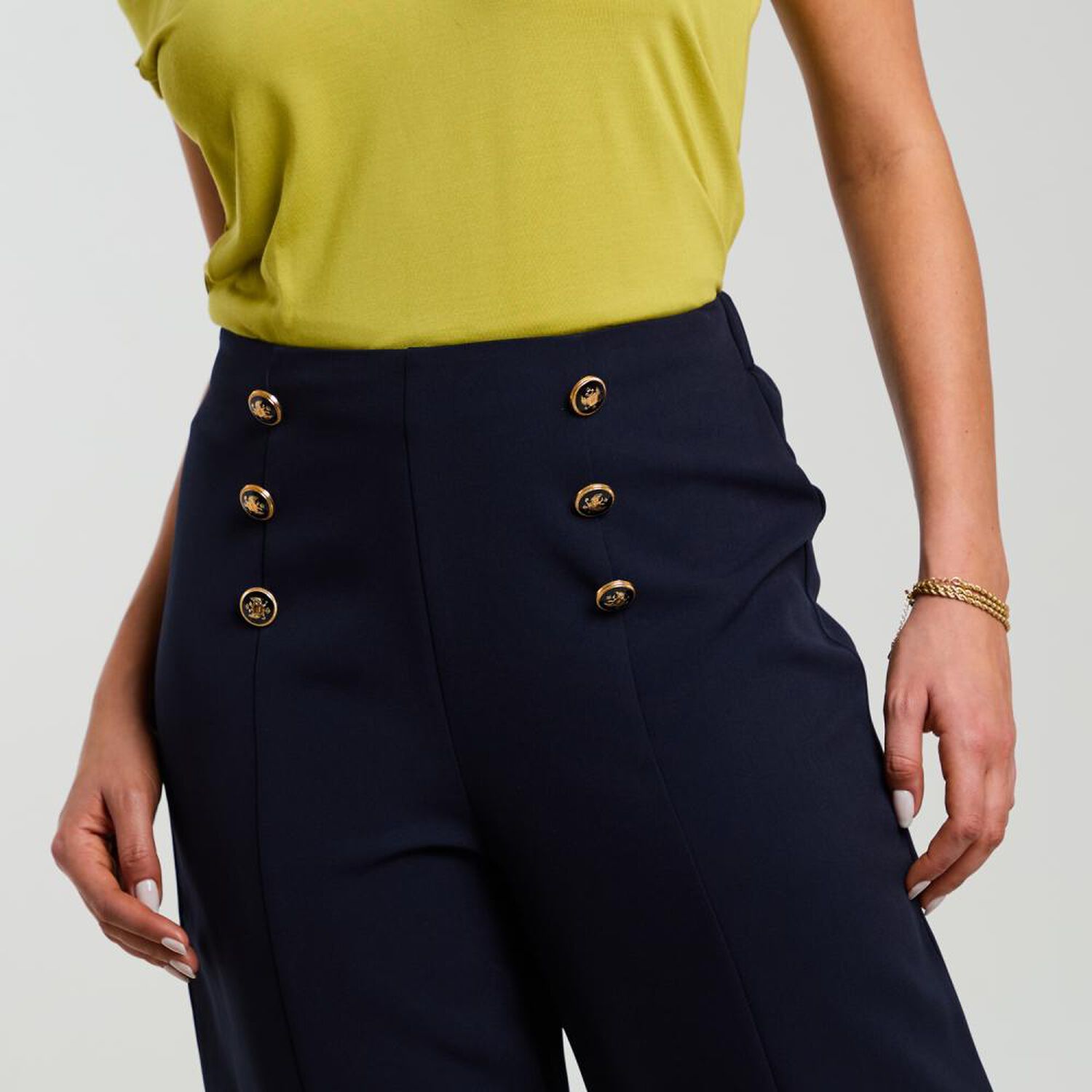 Pantal&oacute;n Pretina El&aacute;sticada Tiro Alto Mujer Kimera image number 4.0