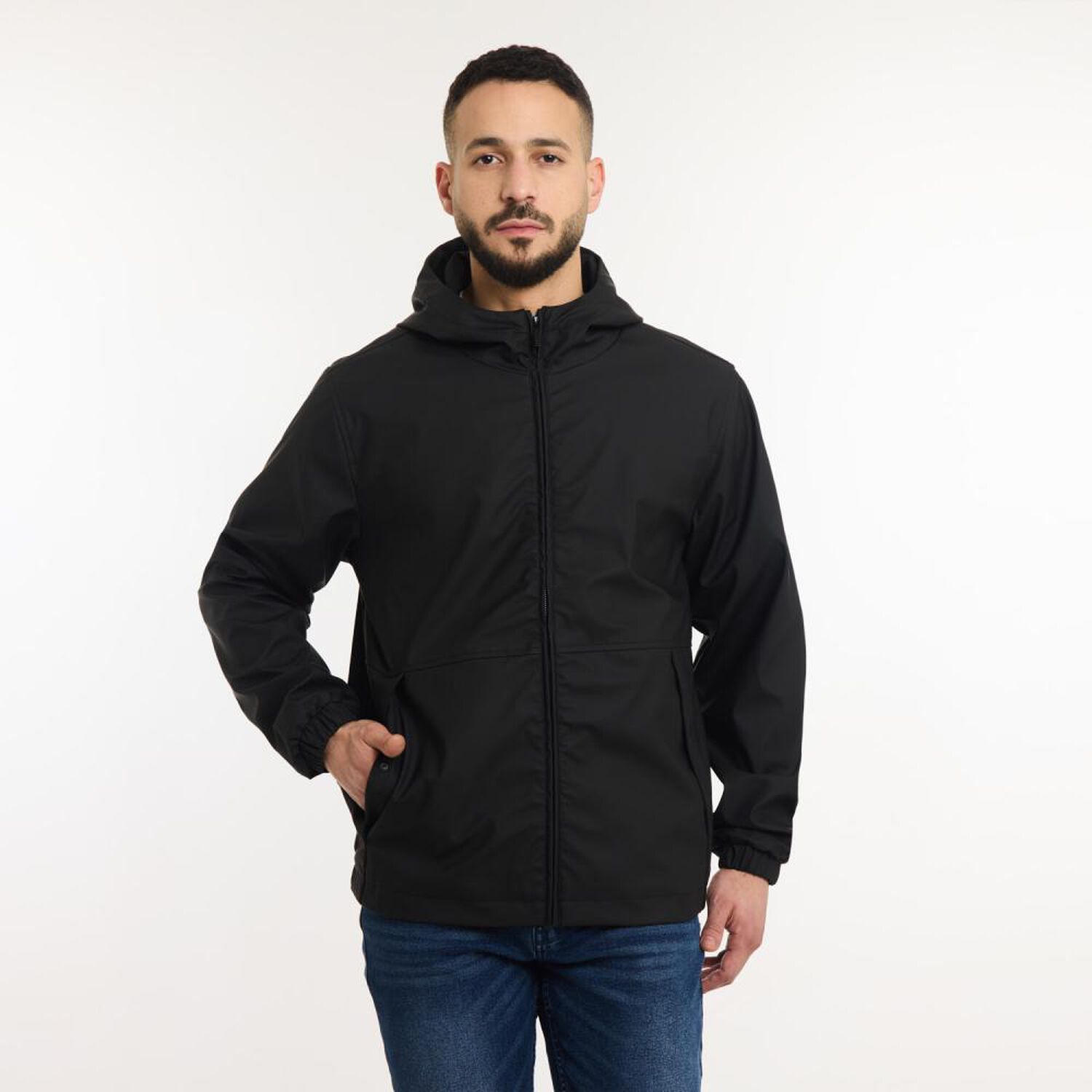 Chaqueta Slim Cuello Alto Con Capucha Hombre Az Black image number 0.0