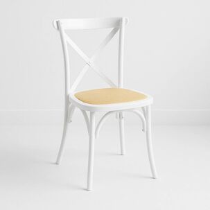 Silla Crossback Madera Rattan - Blanca