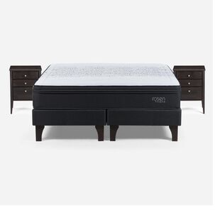 Cama Europea Rosen Tempo / King / Base Dividida + Velador Issey Grafito
