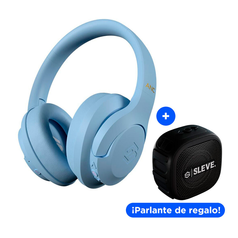 Aud&iacute;fonos Sleve Pulse ANC 2Gen Sky Blue + Parlante Bluetooth Sleve Boom Mini Black image number 0.0