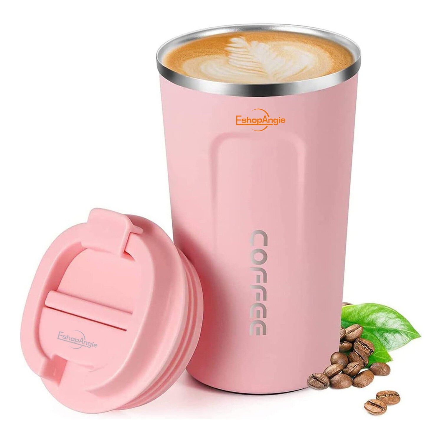 Termo Mug Caf&eacute; 380ml Acero Inoxidable Rosa Port&aacute;til image number 0.0