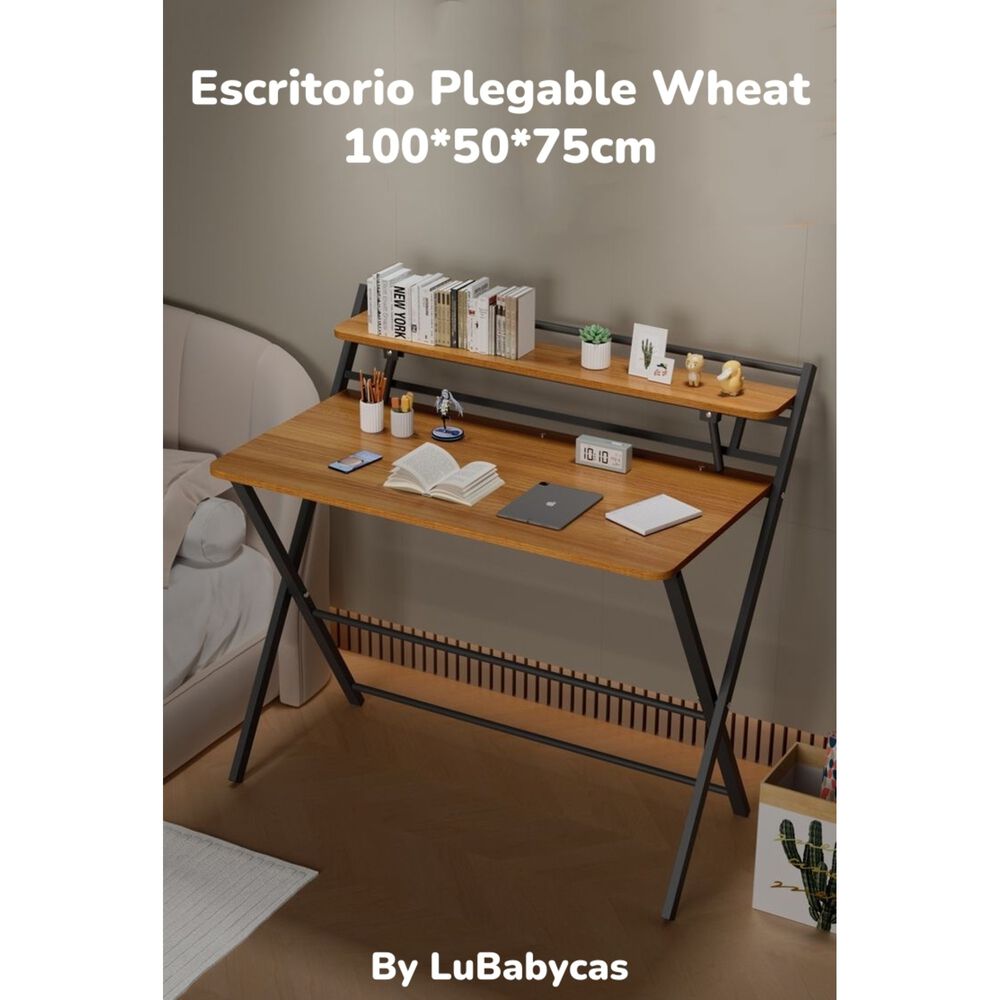 Escritorio Plegable 100x50x93cm Con Repisa By Lubabycas image number 2.0
