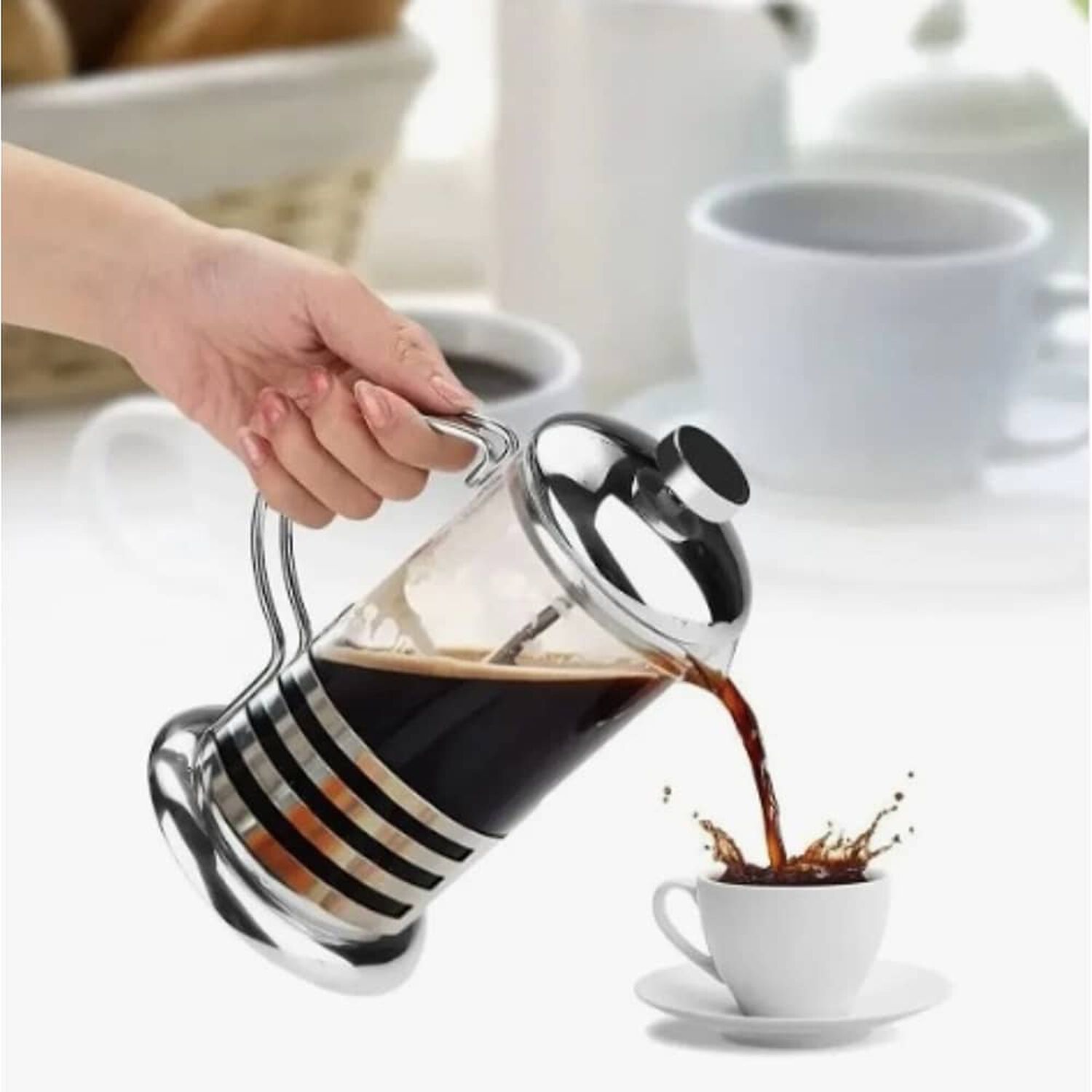 Cafetera Prensa Francesa Portatil Acero Inox 1000ml image number 1.0
