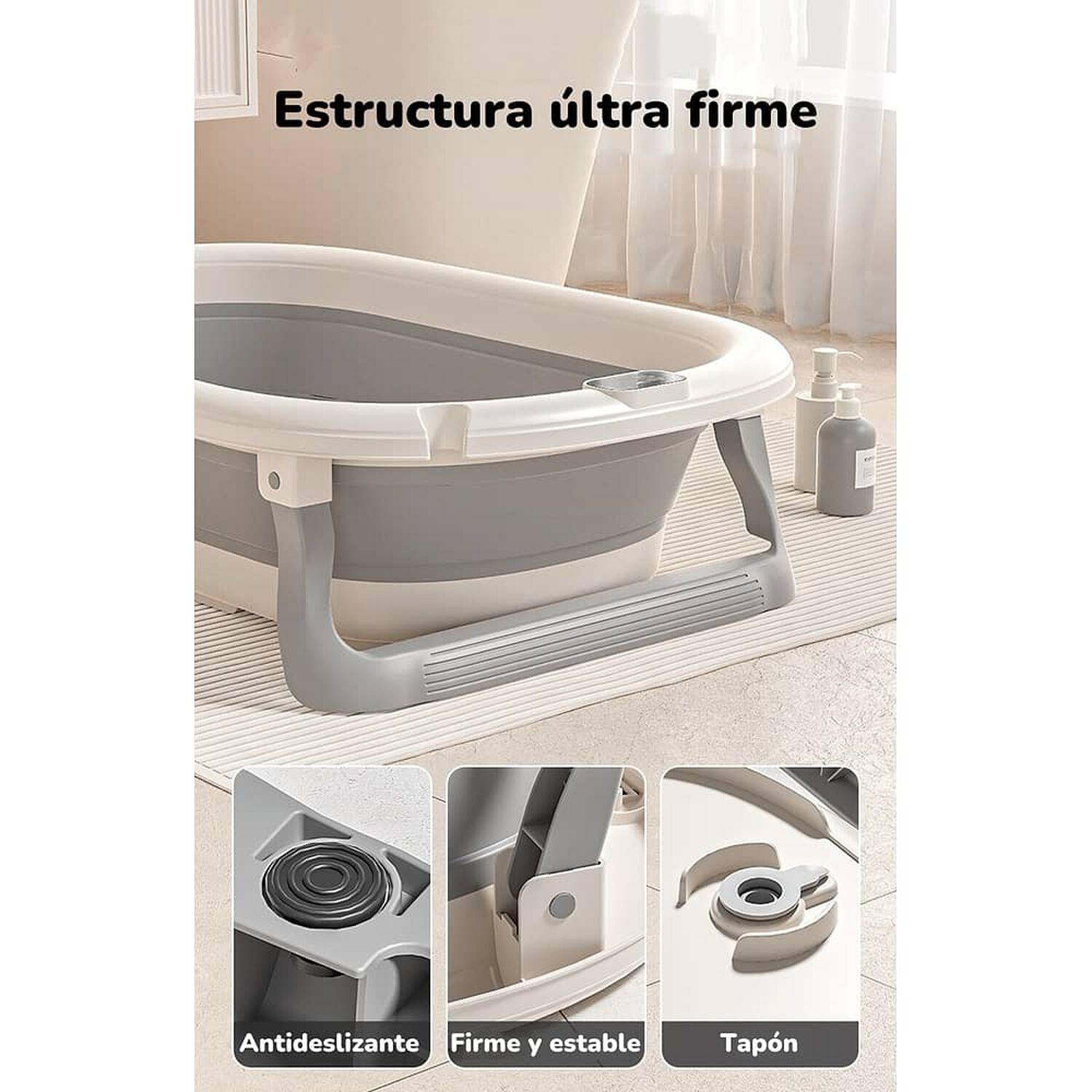 Ba&ntilde;era Con Respaldo De Ducha Comfort Gris Lubabycas image number 5.0