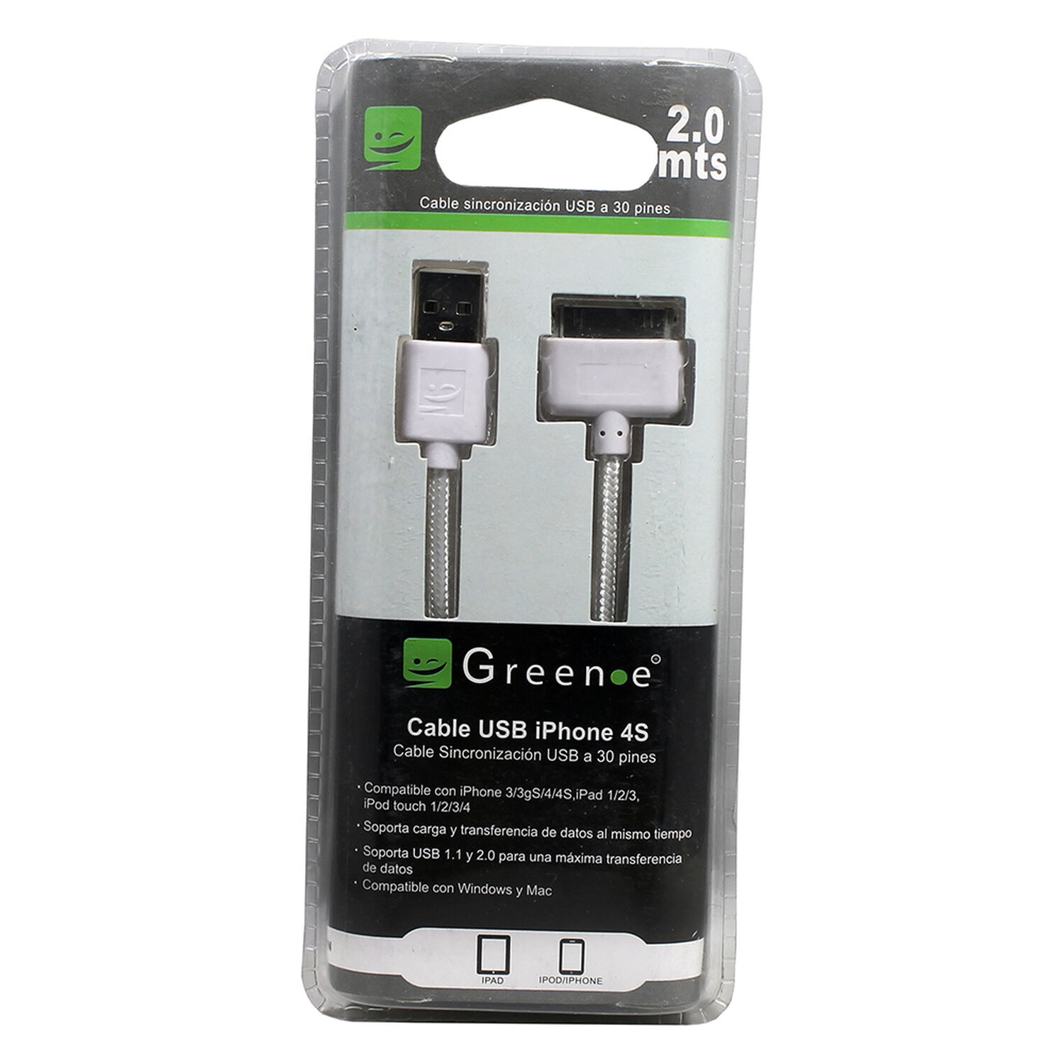 Cable Usb A Iphone 4 De 2 Metros image number 0.0