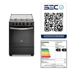 Cocina A Gas 4 Platos Horno Vapor Y Temporizador Fm4tpc Negra