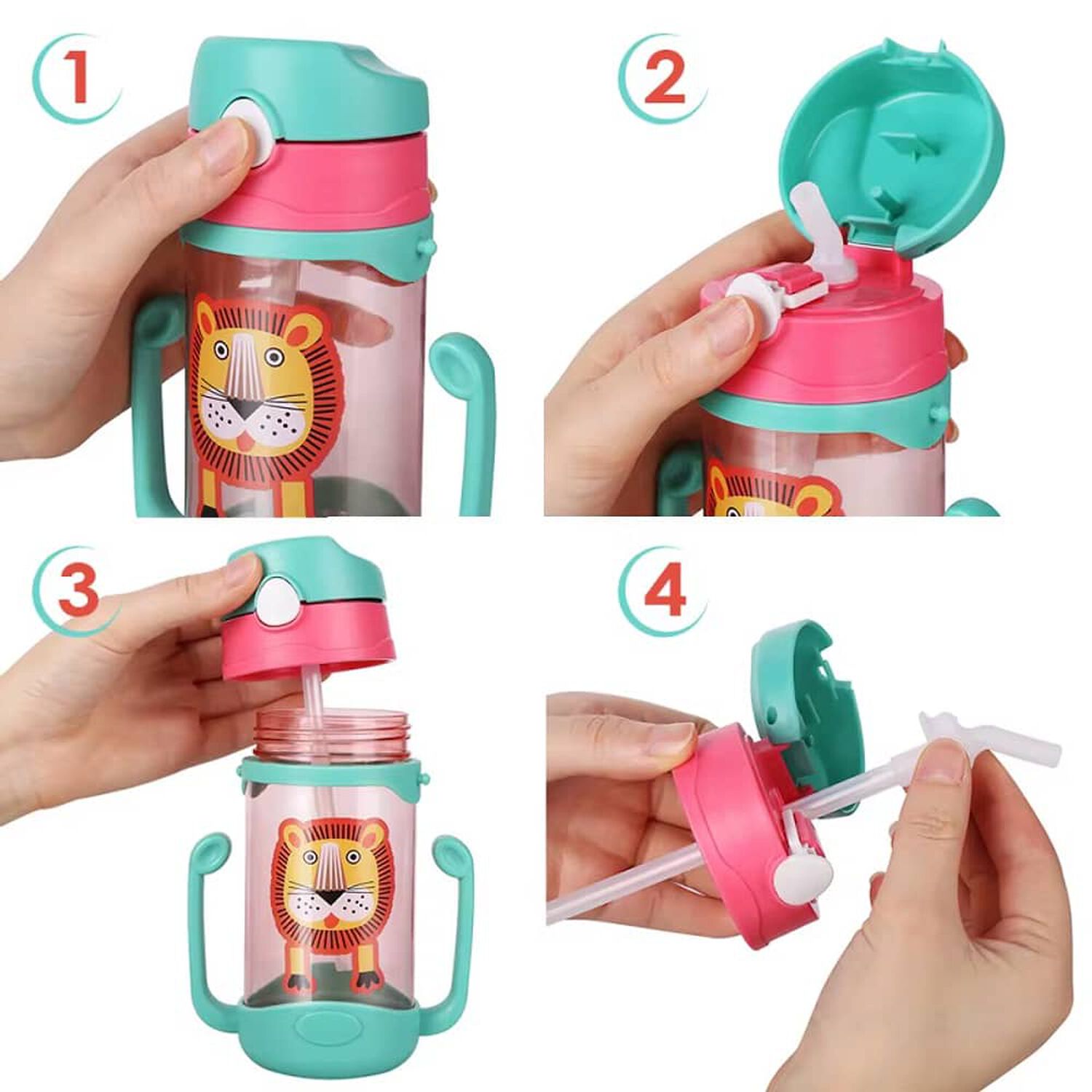 Botella Con Bombilla Para Agua Antiderrame Con Correa Ni&ntilde;os image number 3.0