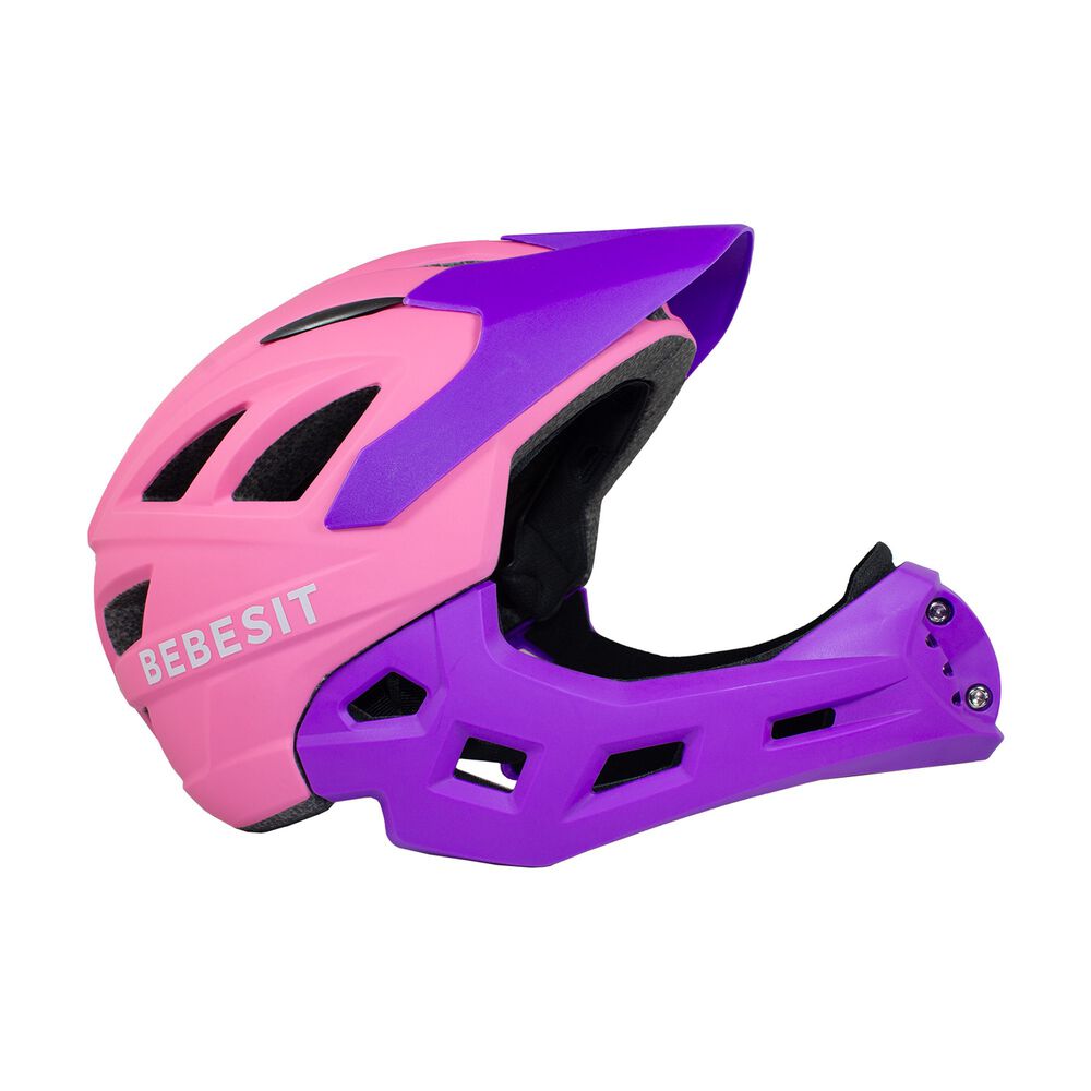 Casco Integral Bici Cross Rejilla Desmontable Rosado Morado image number 1.0