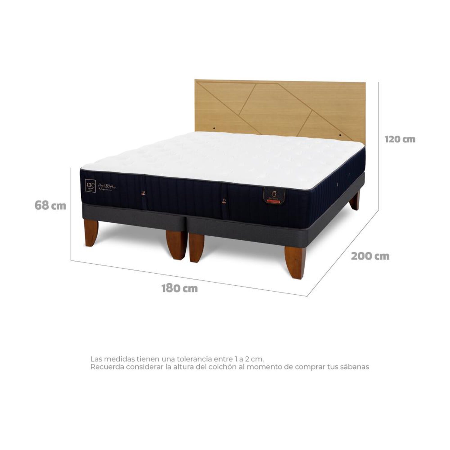 Cama Europea Cic Linea Premium / King / Base Dividida + Respaldo image number 4.0
