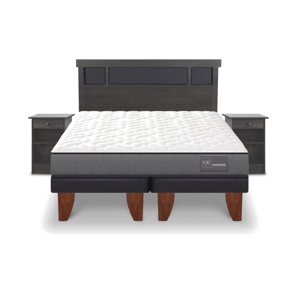 Cama Europea Cic Anatomic / 2 Plazas / Base Dividida + Set De Maderas image number 0.0