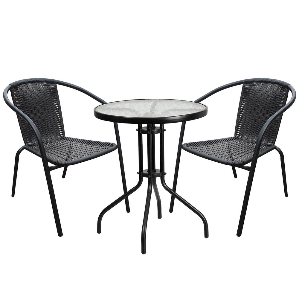 Set Terraza Maceio 2 Sillas + Mesa Vidrio 70x60 Cm Negro image number 0.0