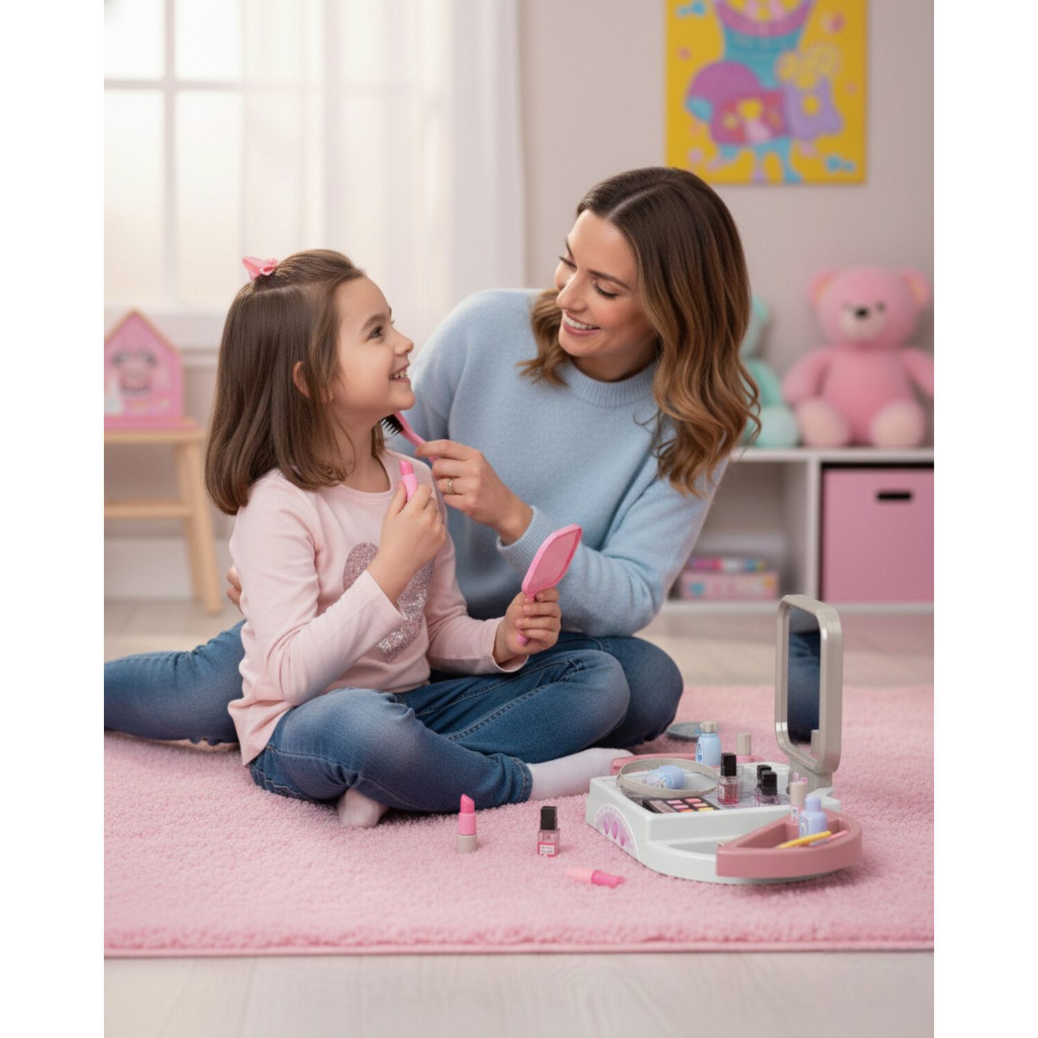 Tocador Infantil Y Espejo Abatible Maquillaje Sal&oacute;n Juguete image number 1.0