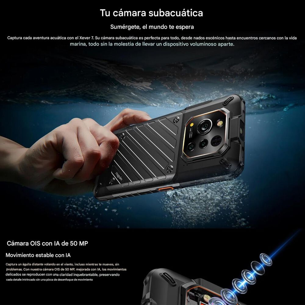 Celular Rugged Rugone Xever 7 Esim 2 Bater&iacute;as Dock Amoled image number 7.0