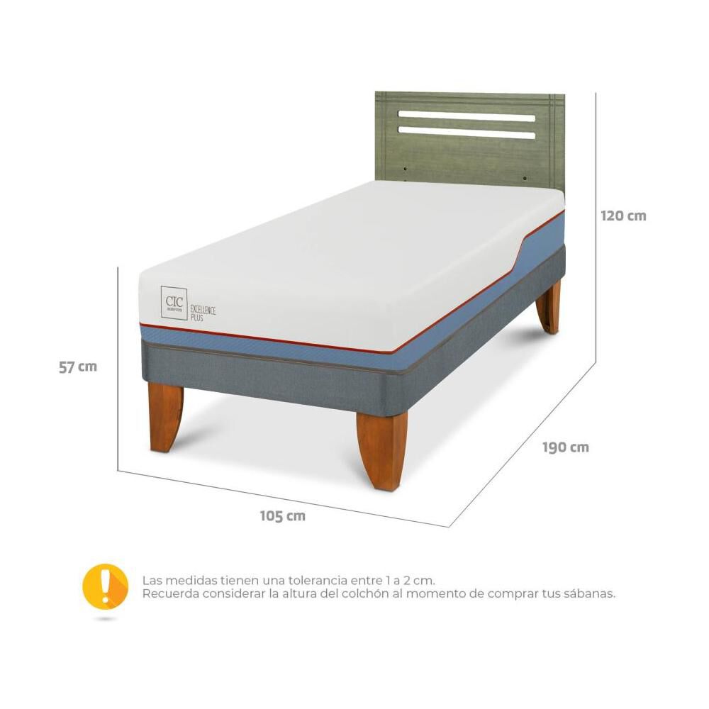Cama Europea Cic Excellence Plus / 1.5 Plazas / Base Normal + Respaldo image number 4.0