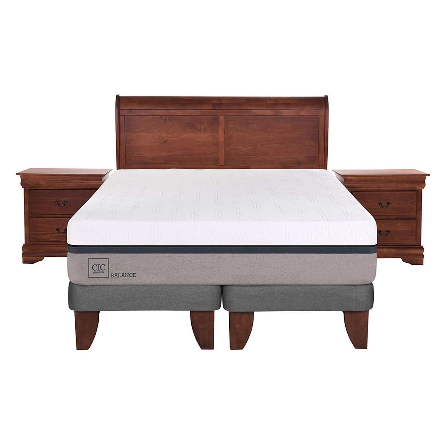 Cama Europea Cic Balance / 2 Plazas / Base Dividida + Set De Maderas image number 1.0