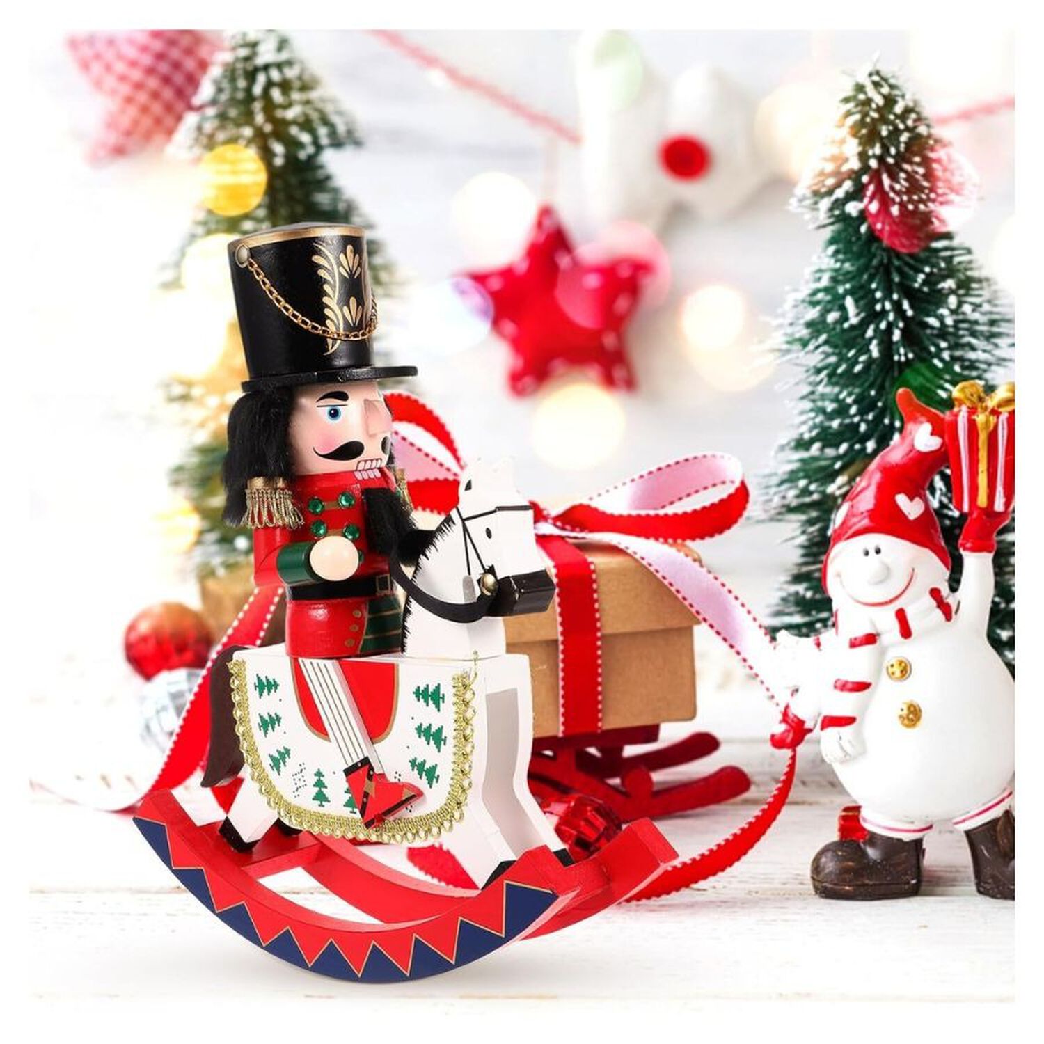 Cascanueces Caballito De Madera Artesanal Decorativo Navidad 30cm image number 1.0