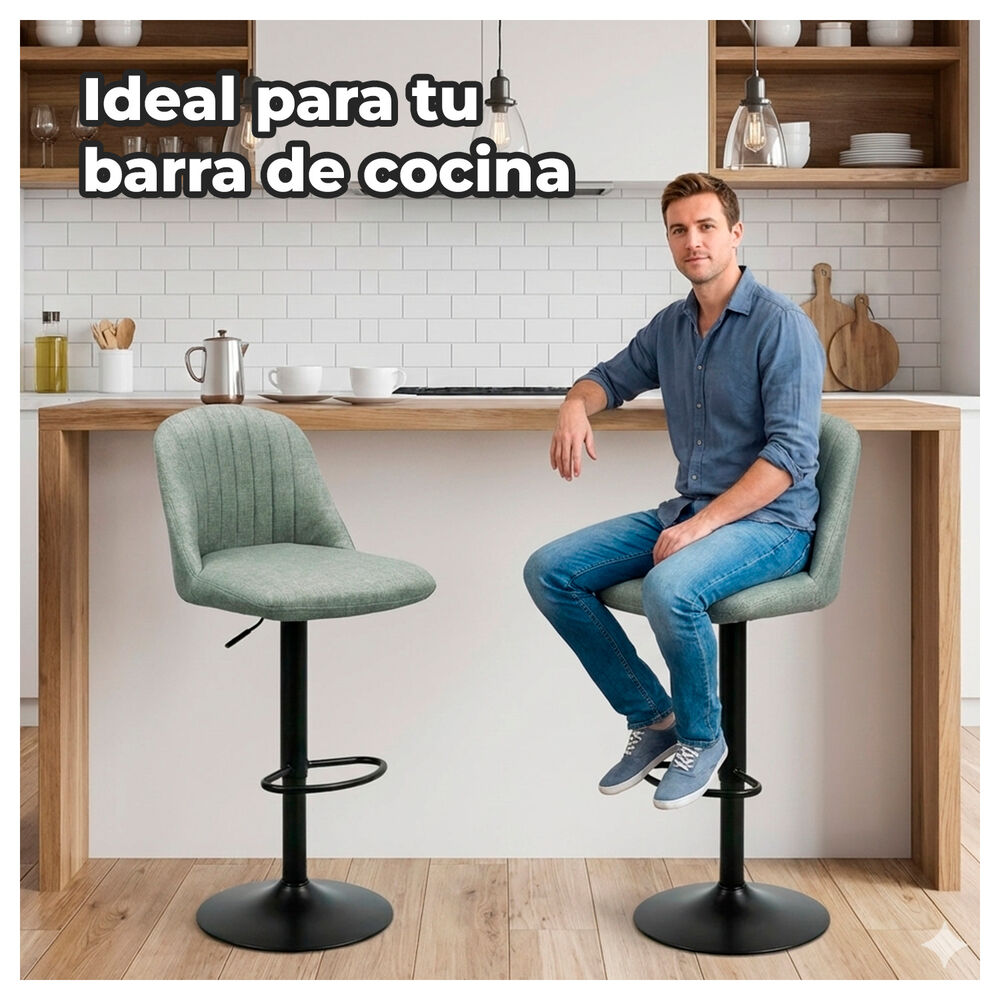 Pack 4 Silla De Bar Moderna Regulable Asiento Tapizado Y Base Met&aacute;lica image number 2.0