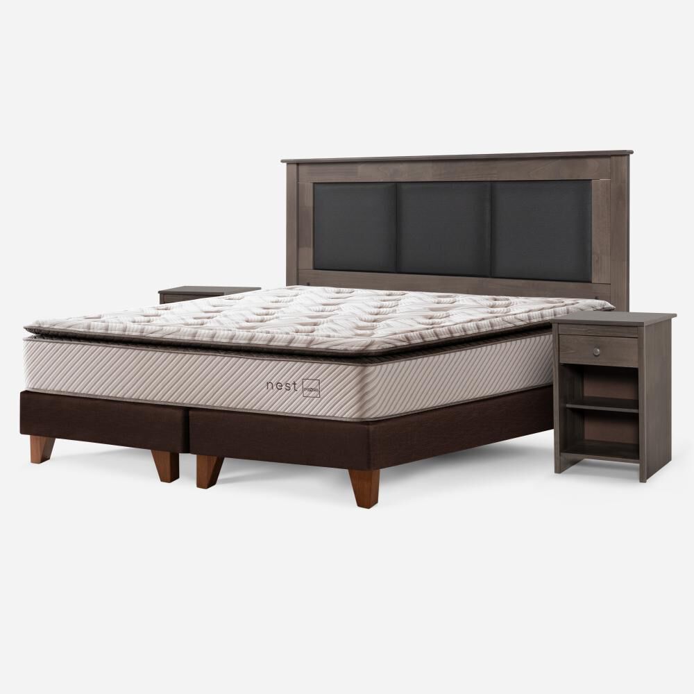 Cama Europea Rosen Nest / 2 Plazas / Base Dividida + Set De Maderas image number 1.0