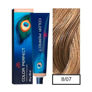 Wella - Tintura Permanente Color Perfect 8/07 Rubio Claro Natural Marr&oacute;n 60gr + Oxidante 20vol 60ml