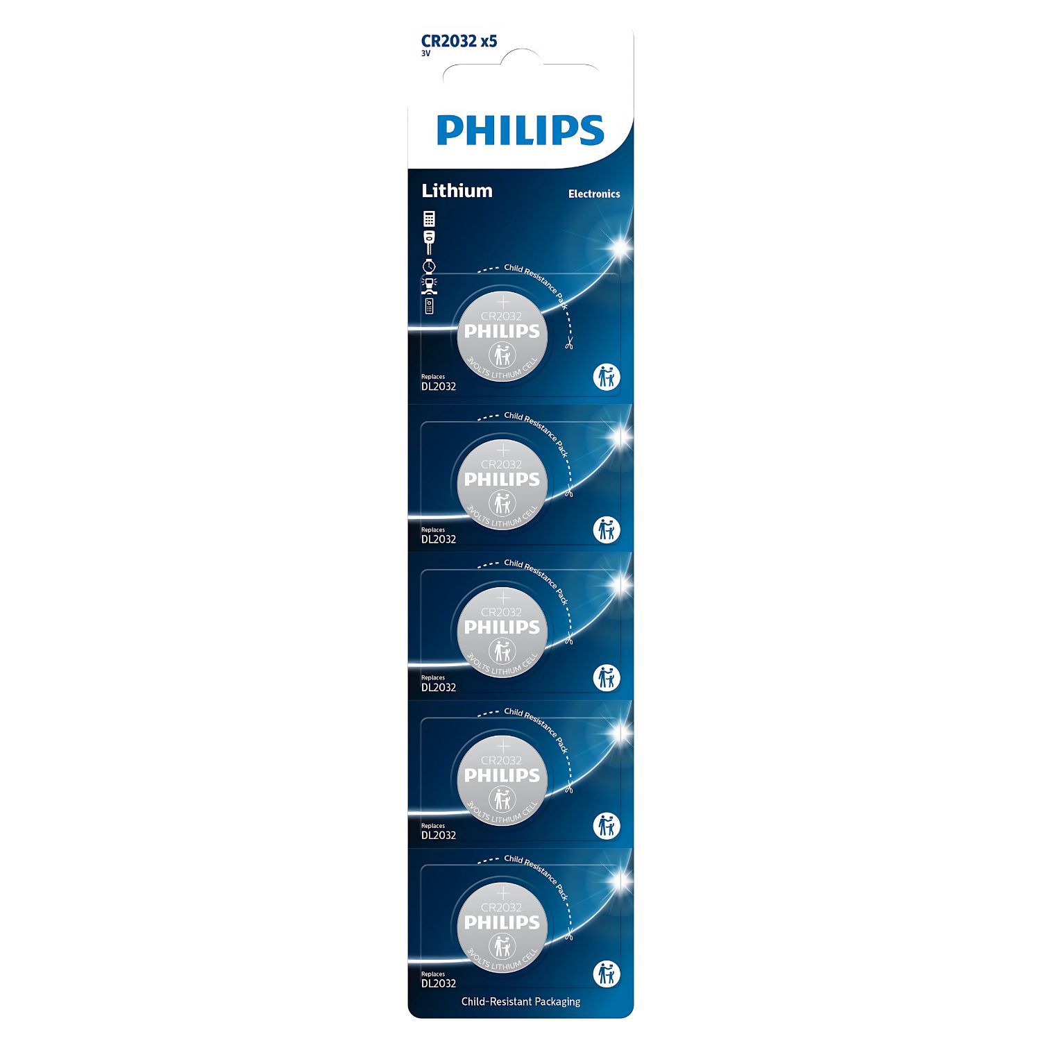 5 Pilas Cr2032 Litio 3v Philips - Ps image number 0.0