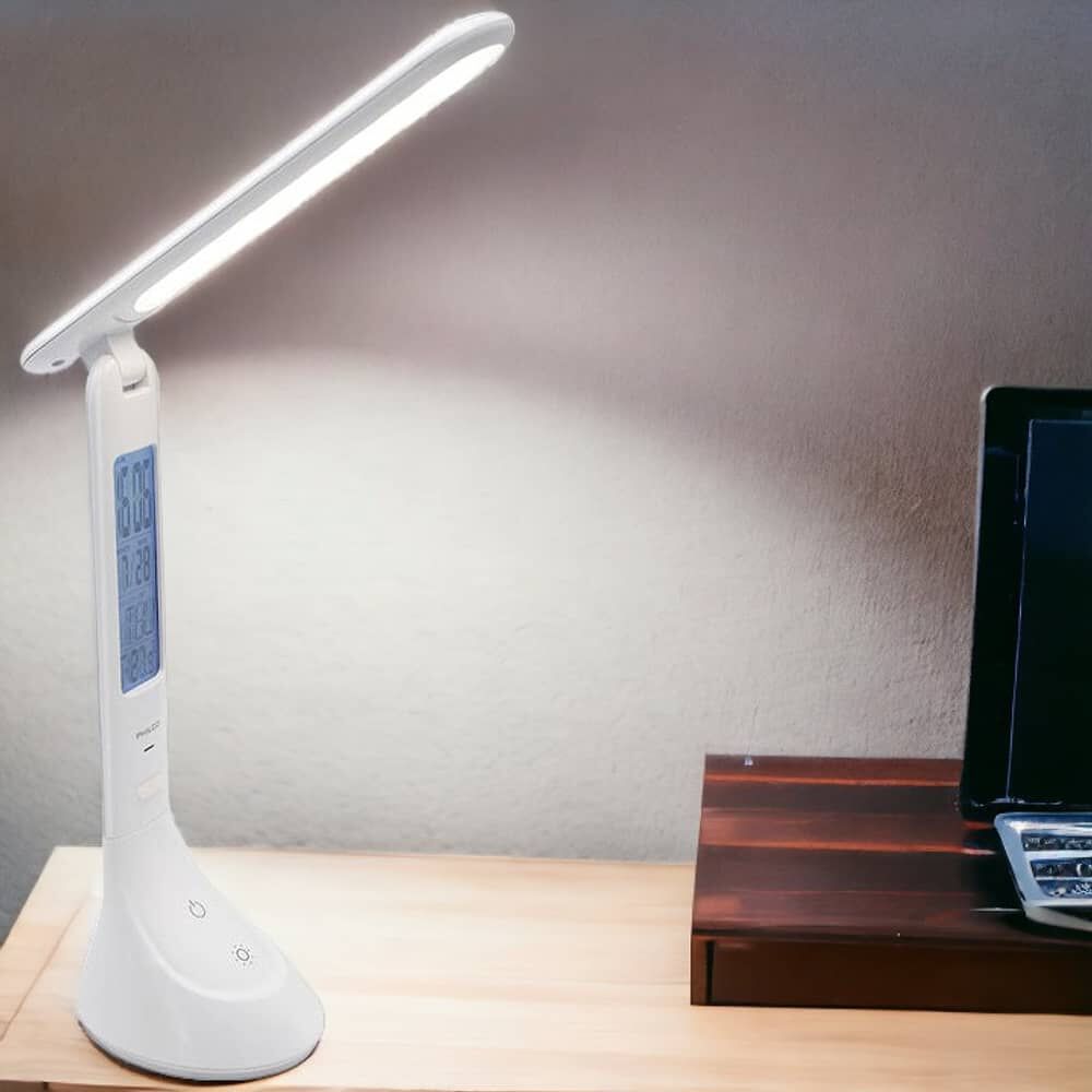 Lampara De Escritorio Led Recargable Touch Con Reloj Dl368 image number 1.0