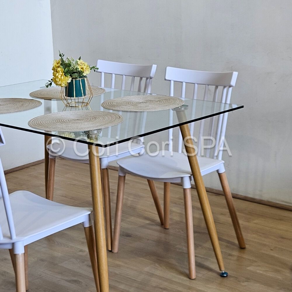 Comedor Vidrio Templado 120x80cms + 4 Sillas Windsor image number 1.0